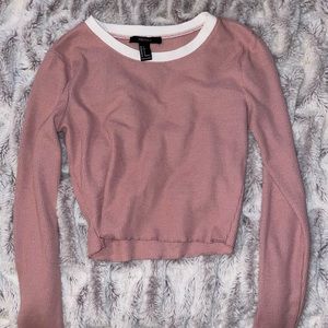 long sleeve crop top pink